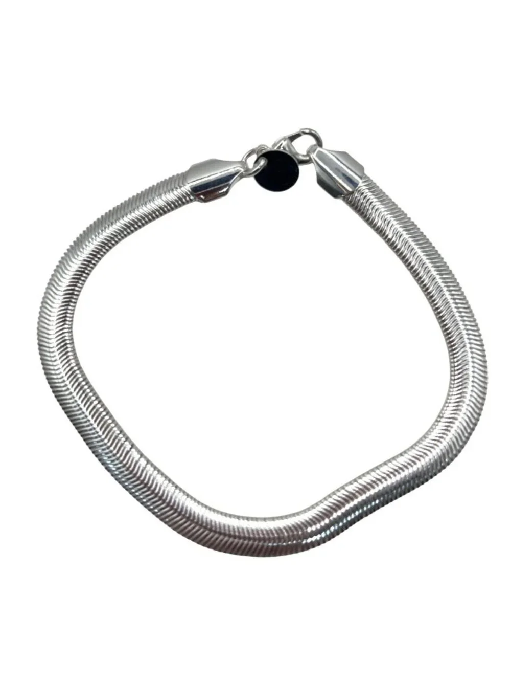 Sterling Silver 925 Herringbone Chain Bracelet W/Lobster Clasp 7.5 Inches A04